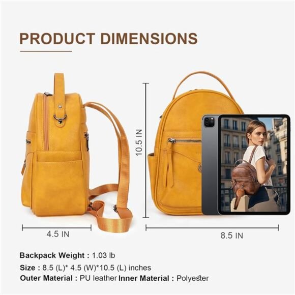 Mini Backpack Fashion for Women Yellow